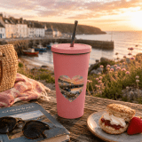 Cornish Fishing Harbour Heart Design – Insulated tumbler with a straw