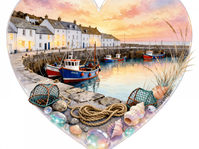 Cornish Fishing Harbour Heart Design