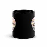 Cornish Fishing Harbour Heart Design – Black Glossy Mug