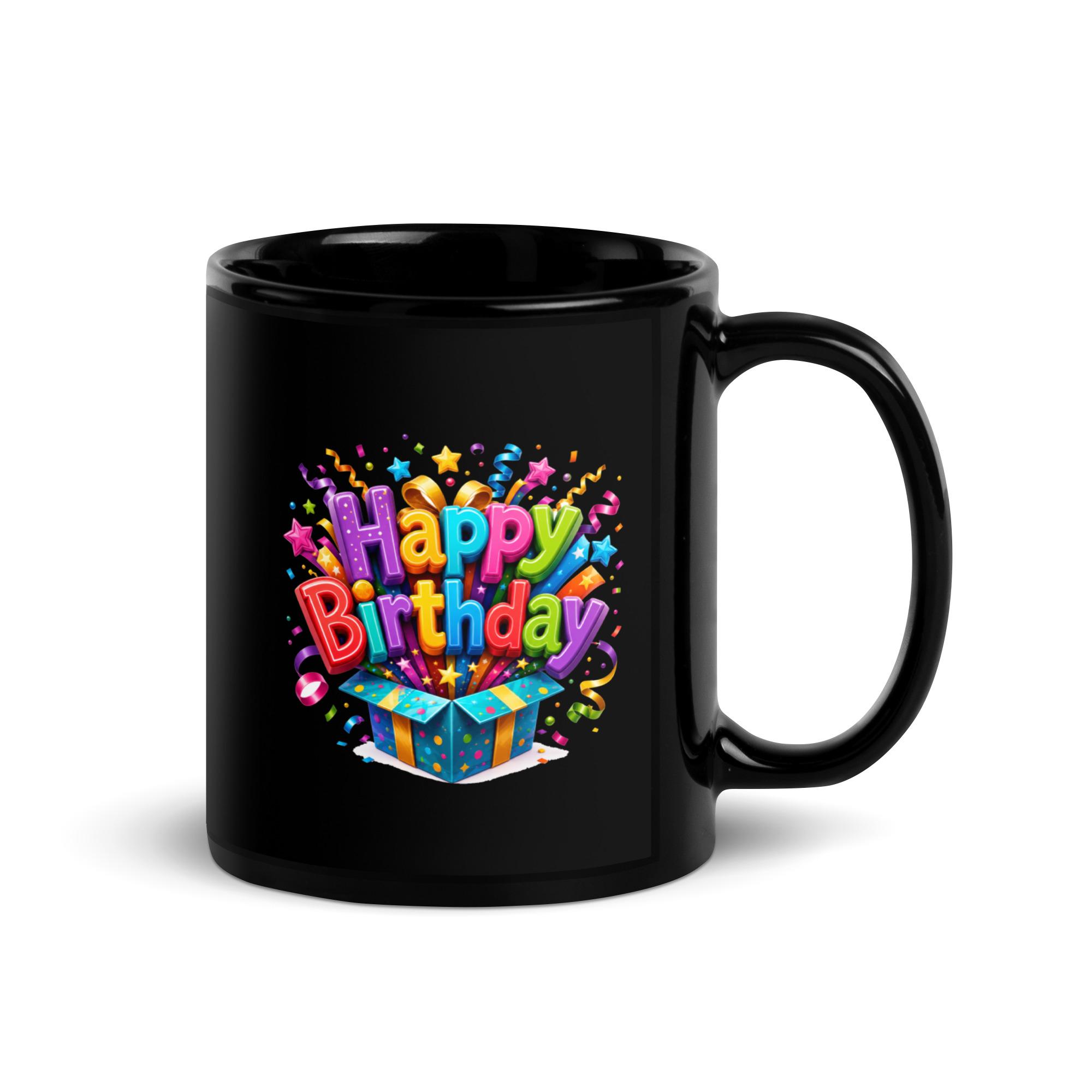 Happy Birthday Box - Black Glossy Mug