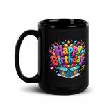 Happy Birthday Box - Black Glossy Mug