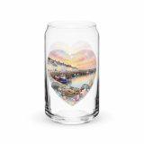 Cornish Fishing Harbour Heart Design – Can-shaped glass