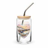 Cornish Fishing Harbour Heart Design – Can-shaped glass