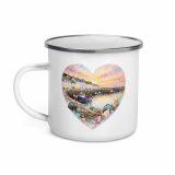 Cornish Fishing Harbour Heart Design – Enamel Mug