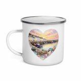 Cornish Fishing Harbour Heart Design – Enamel Mug