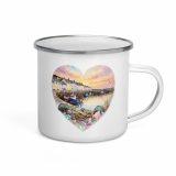Cornish Fishing Harbour Heart Design – Enamel Mug