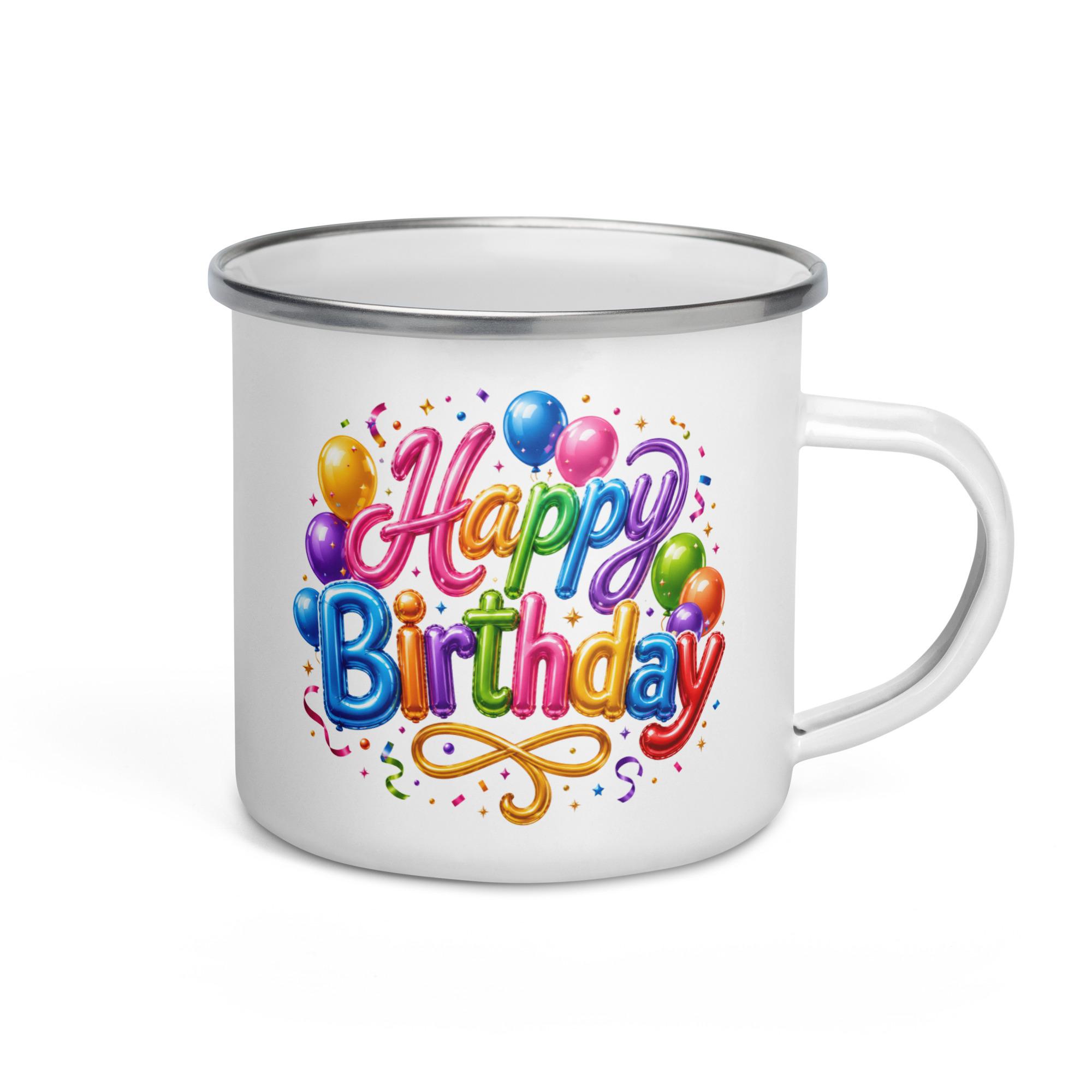 Happy Birthday Ballons - Enamel Mug