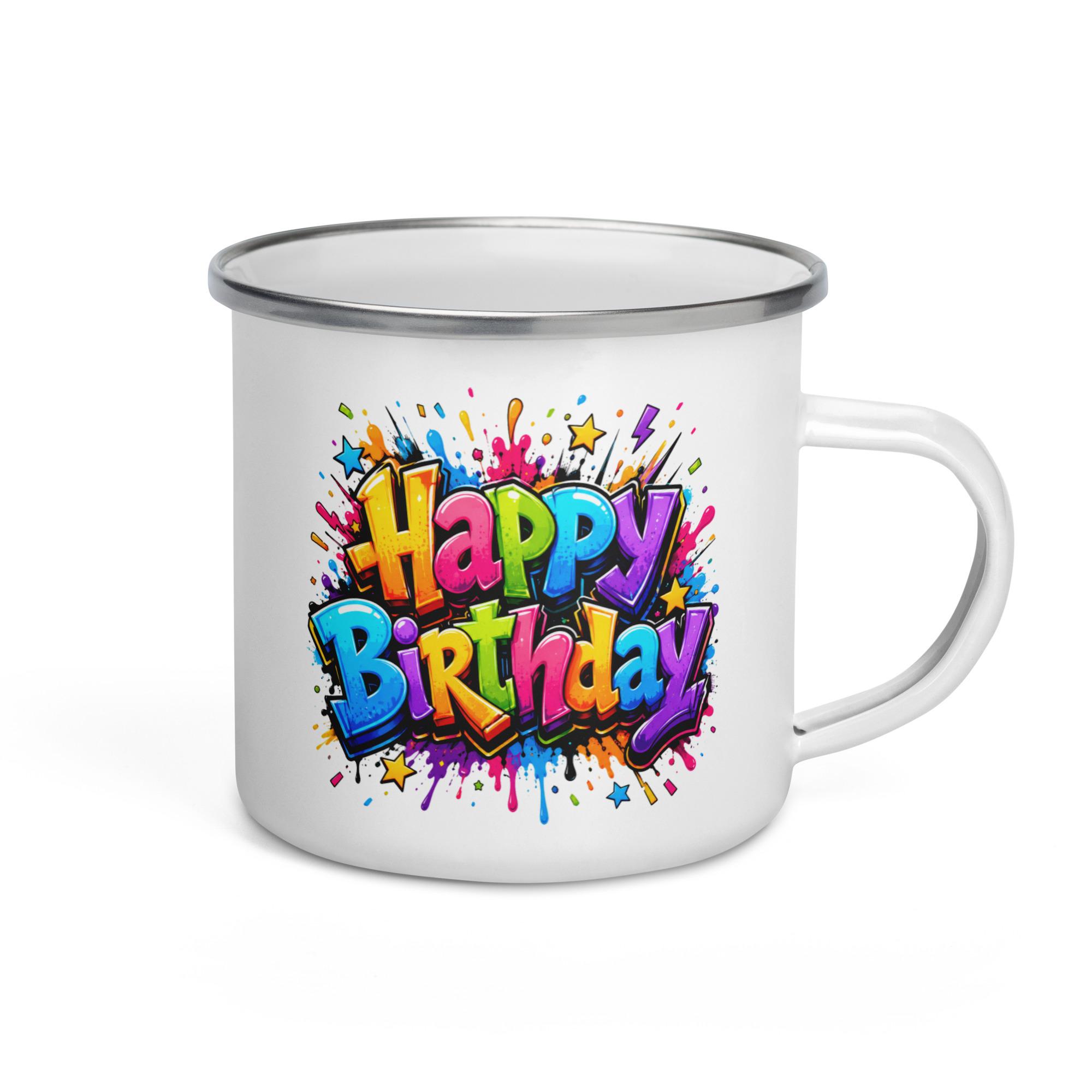 Happy Birthday Splash - Enamel Mug