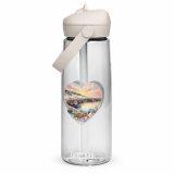 Cornish Fishing Harbour Heart Design – Flip straw water bottle
