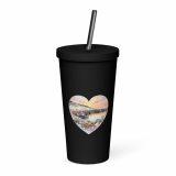 Cornish Fishing Harbour Heart Design – Insulated tumbler with a straw