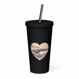 Cornish Fishing Harbour Heart Design – Insulated tumbler with a straw