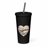 Cornish Fishing Harbour Heart Design – Insulated tumbler with a straw