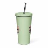 Cornish Fishing Harbour Heart Design – Insulated tumbler with a straw