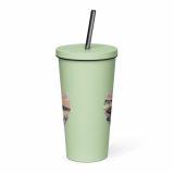 Cornish Fishing Harbour Heart Design – Insulated tumbler with a straw