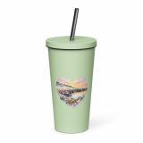 Cornish Fishing Harbour Heart Design – Insulated tumbler with a straw