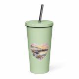 Cornish Fishing Harbour Heart Design – Insulated tumbler with a straw
