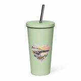 Cornish Fishing Harbour Heart Design – Insulated tumbler with a straw