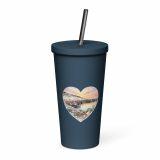 Cornish Fishing Harbour Heart Design – Insulated tumbler with a straw