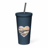 Cornish Fishing Harbour Heart Design – Insulated tumbler with a straw