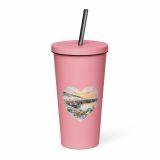 Cornish Fishing Harbour Heart Design – Insulated tumbler with a straw