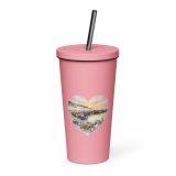 Cornish Fishing Harbour Heart Design – Insulated tumbler with a straw