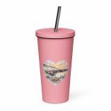 Cornish Fishing Harbour Heart Design – Insulated tumbler with a straw