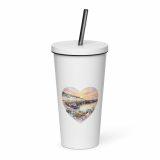 Cornish Fishing Harbour Heart Design – Insulated tumbler with a straw