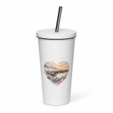 Cornish Fishing Harbour Heart Design – Insulated tumbler with a straw