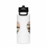 Cornish Fishing Harbour Heart Design – Stainless steel water bottle with a straw lid