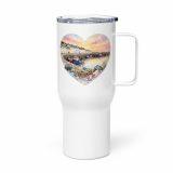Cornish Fishing Harbour Heart Design – Travel mug with a handle