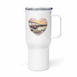 Cornish Fishing Harbour Heart Design – Travel mug with a handle