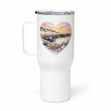 Cornish Fishing Harbour Heart Design – Travel mug with a handle