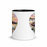 Cornish Fishing Harbour Heart Design - Mug with Color Inside