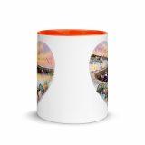 Cornish Fishing Harbour Heart Design - Mug with Color Inside
