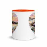 Cornish Fishing Harbour Heart Design - Mug with Color Inside