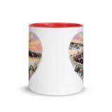 Cornish Fishing Harbour Heart Design - Mug with Color Inside