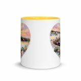 Cornish Fishing Harbour Heart Design - Mug with Color Inside