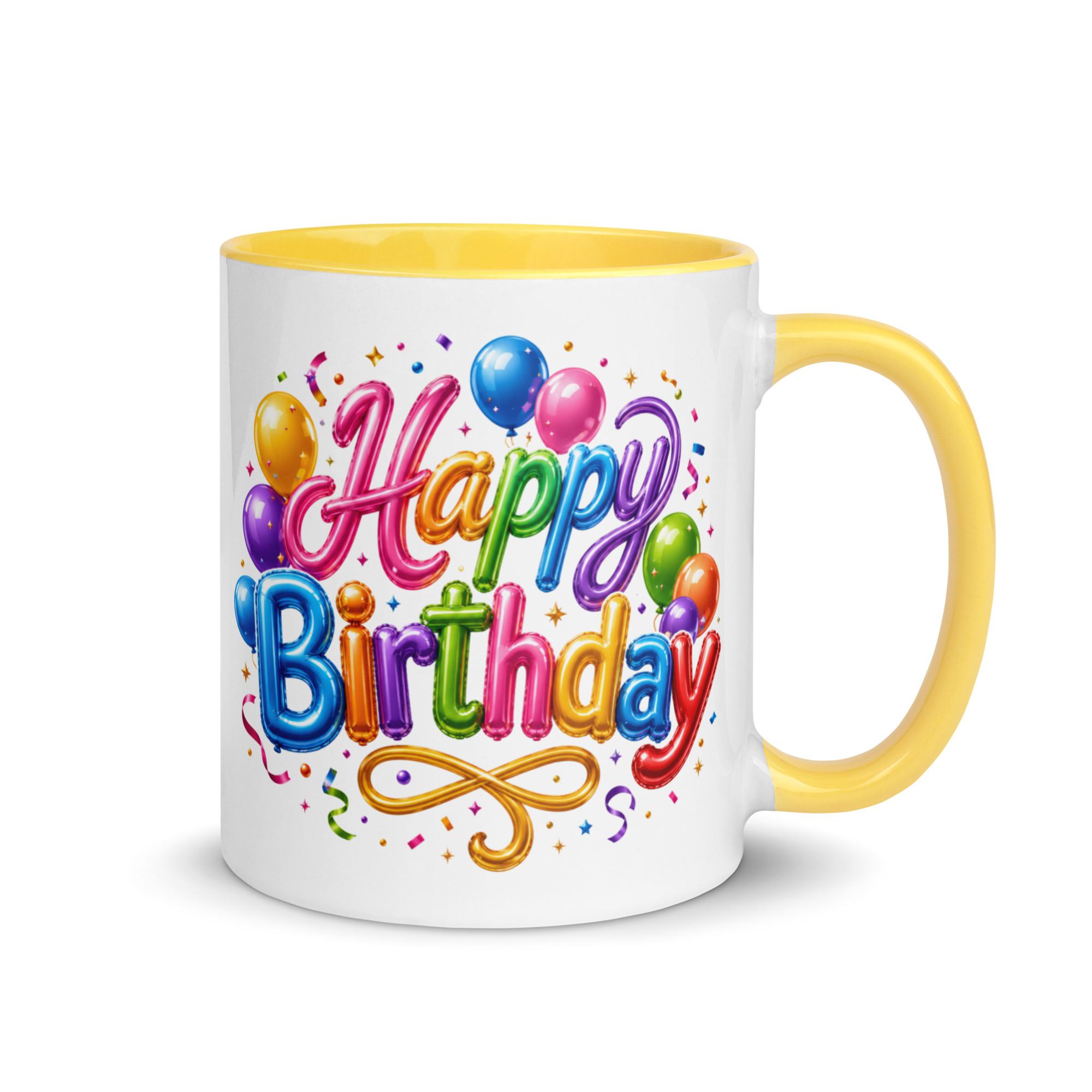 Happy Birthday Baloons - Mug with Color Inside