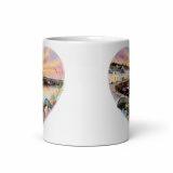 Cornish Fishing Harbour Heart Design - White glossy mug