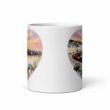 Cornish Fishing Harbour Heart Design - White glossy mug
