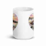 Cornish Fishing Harbour Heart Design - White glossy mug