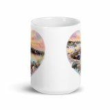 Cornish Fishing Harbour Heart Design - White glossy mug