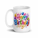 Happy Birthday Baloons - White glossy mug