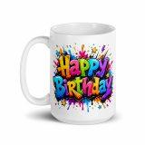 Happy Birthday Splash - White glossy mug