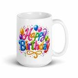 Happy Birthday Baloons - White glossy mug